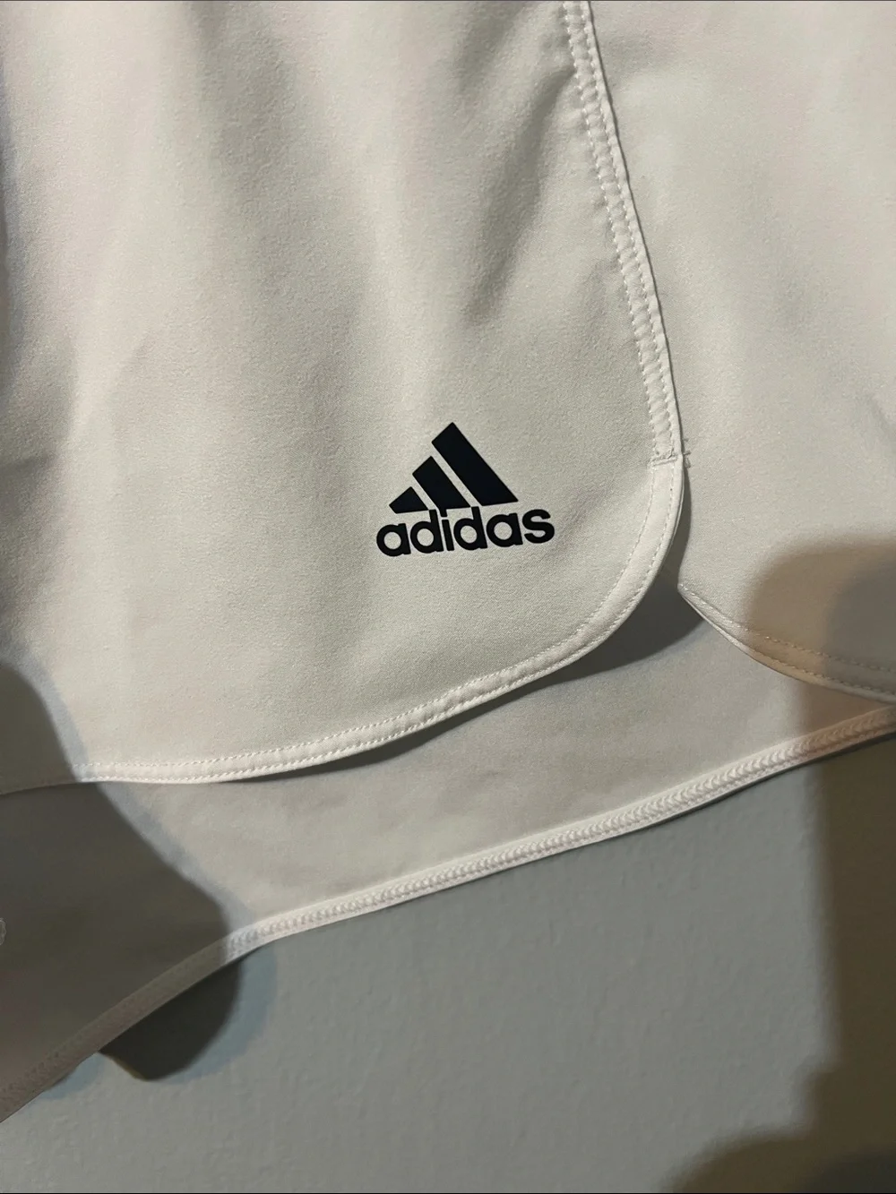 adidas White Women's Athletic Shorts with Branded Black Waistband